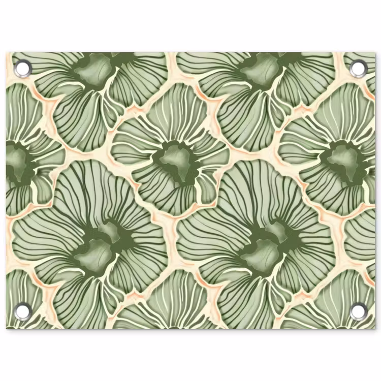 Tuinposter - Groen - Botanisch - Bloemen - Organisch - Patroon — 1