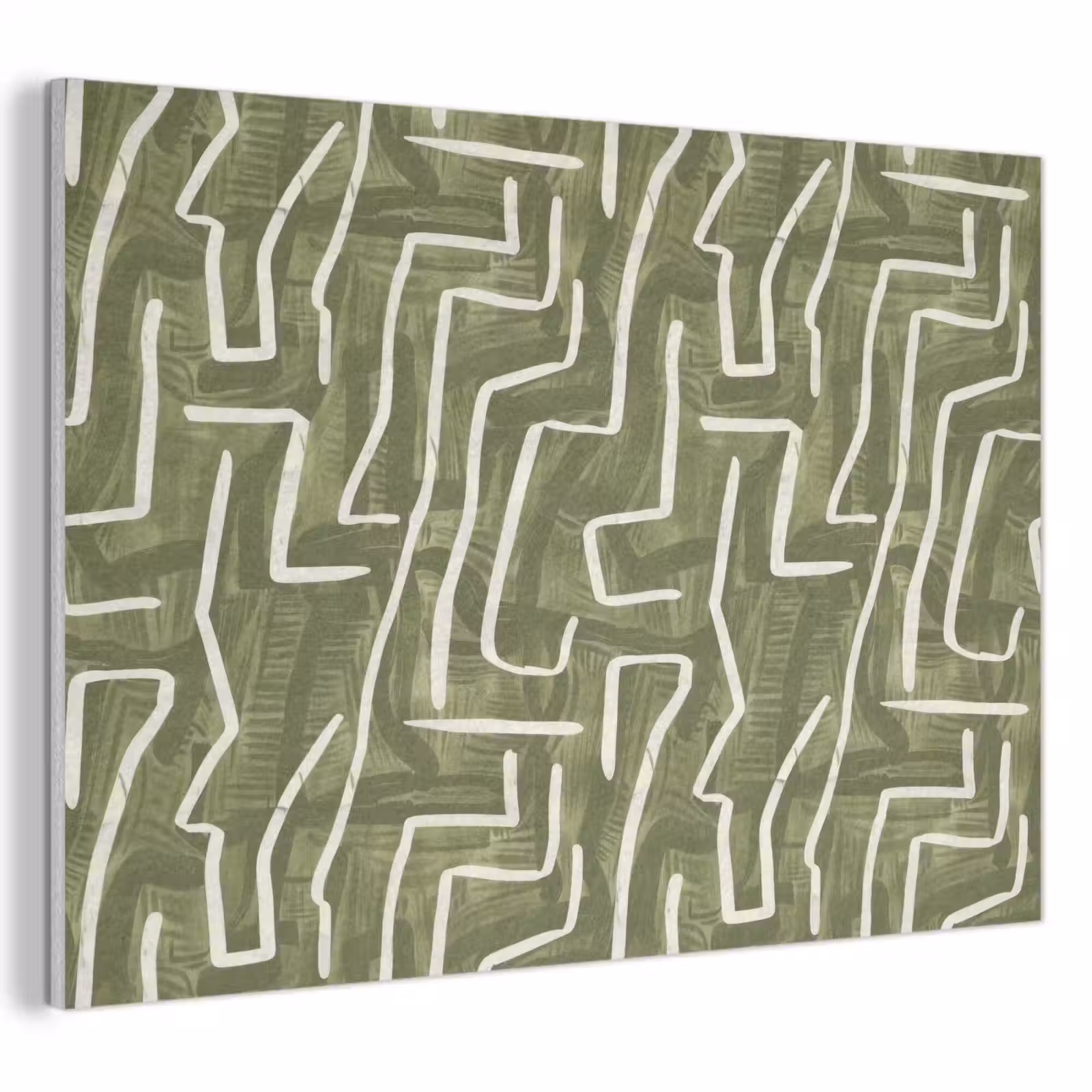 Akoestisch schilderij - Groen - Abstract - Penseelstreken - Patroon — 1