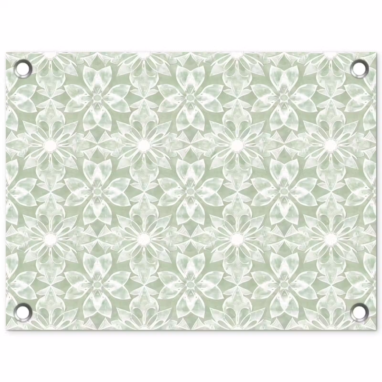 Tuinposter - Saliegroen - Symmetrisch - Mandala - Ornament - Patroon — 1