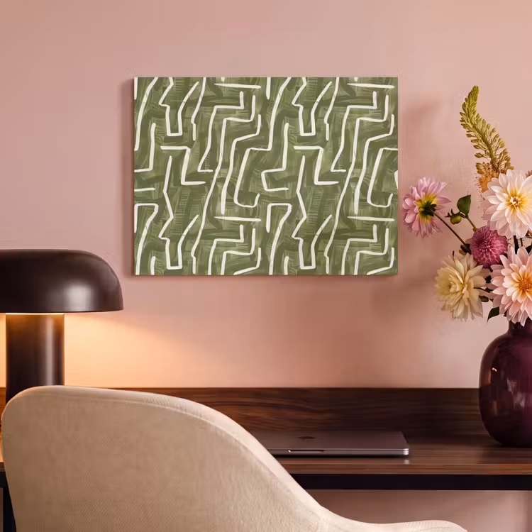 Akoestisch schilderij - Groen - Abstract - Penseelstreken - Patroon — 4