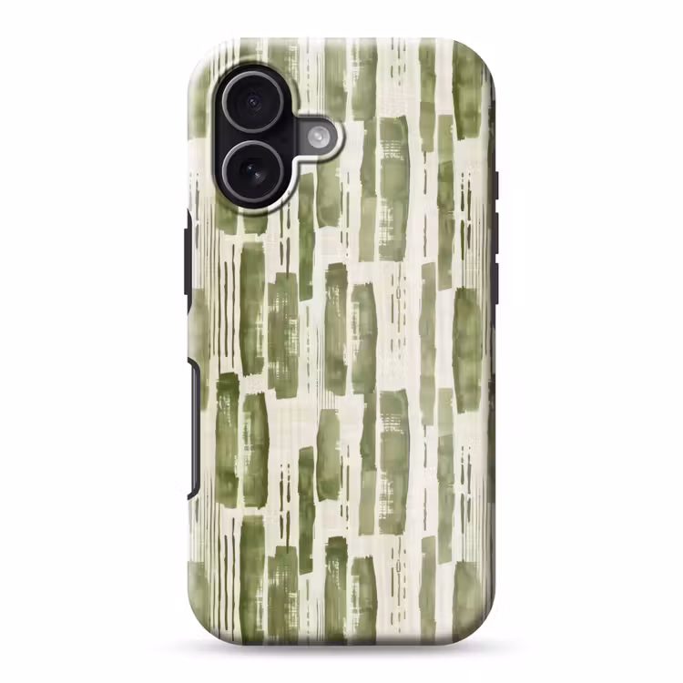 Telefoonhoesje Toughcase - Groen - Abstract - Penseelstreken - Linnen - Patroon — 1