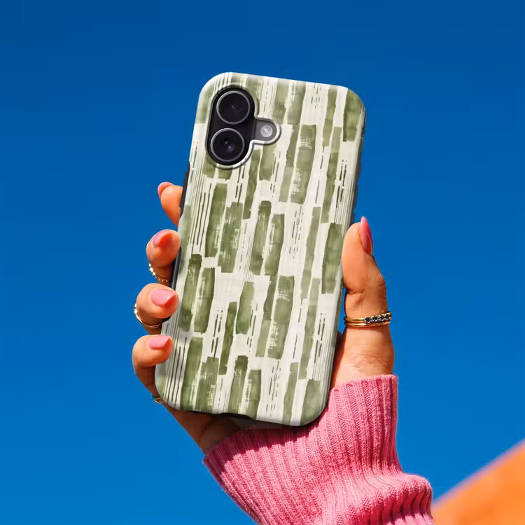 Telefoonhoesje Toughcase - Groen - Abstract - Penseelstreken - Linnen - Patroon — 2