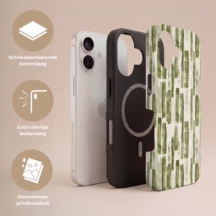 Telefoonhoesje Toughcase - Groen - Abstract - Penseelstreken - Linnen - Patroon — 3