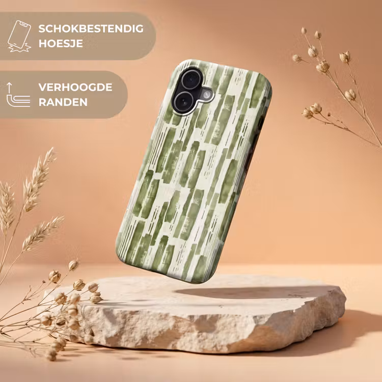 Telefoonhoesje Toughcase - Groen - Abstract - Penseelstreken - Linnen - Patroon — 5