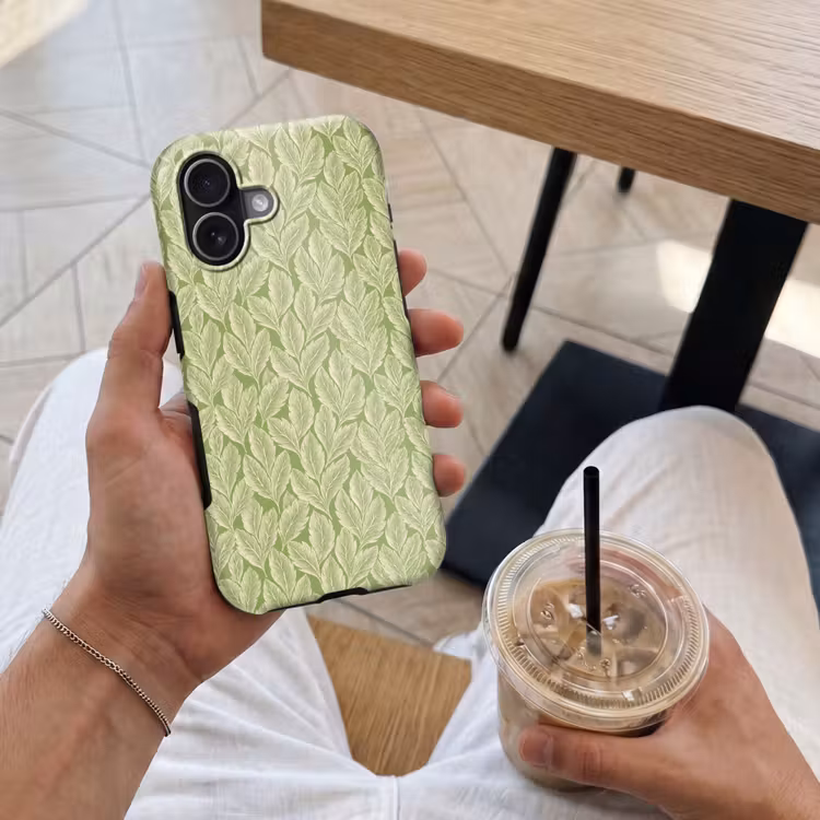 Telefoonhoesje Toughcase - Groen - Botanisch - Bladeren - Vintage - Patroon — 4