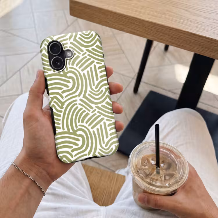Telefoonhoesje Toughcase - Saliegroen - Abstract - Bogen - Handgetekend - Patroon — 4