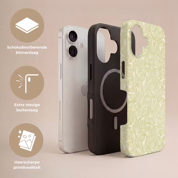 Telefoonhoesje Toughcase - Saliegroen - Botanisch - Bladeren - Handgetekend - Patroon — 3