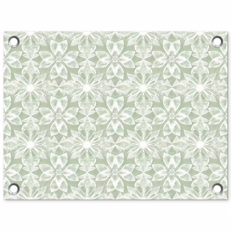 Tuinposter - Saliegroen - Symmetrisch - Mandala - Ornament - Patroon — 1