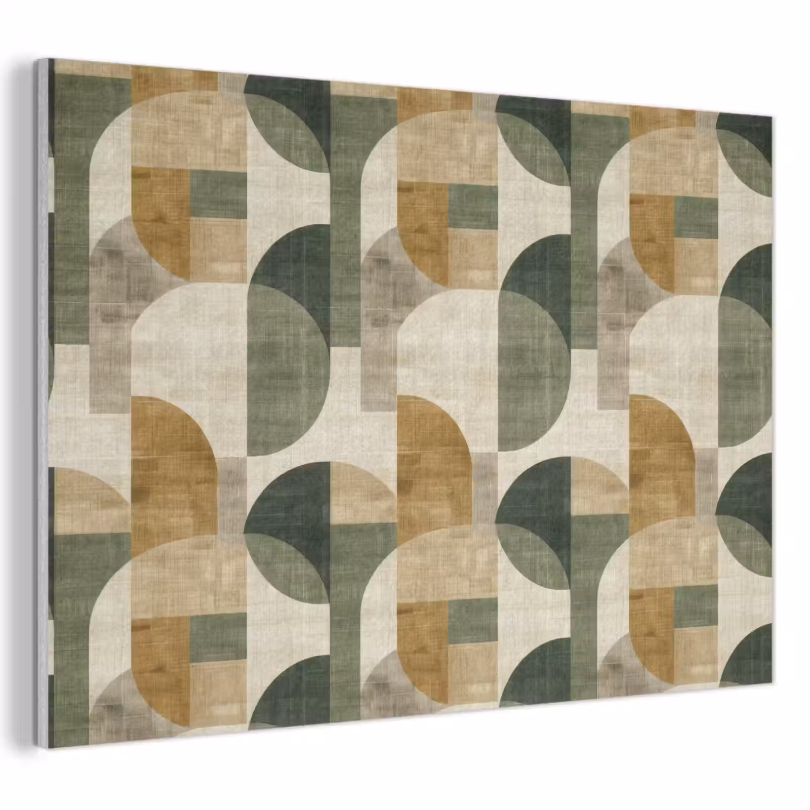 Akoestisch schilderij - Olijfgroen - Geometrisch - Abstract - Mid-Century - Linnen - Patroon — 1