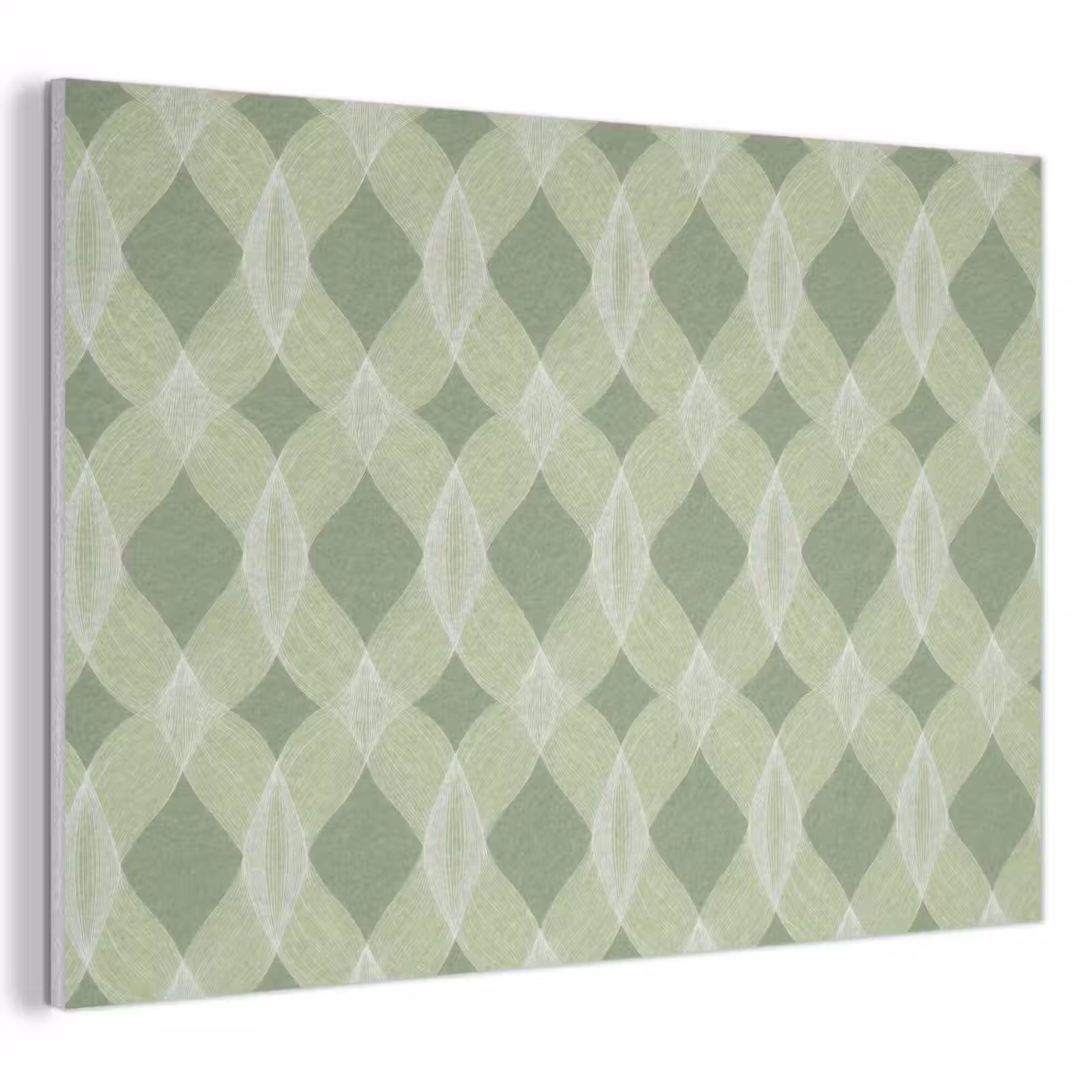 Akoestisch schilderij - Saliegroen - Geometrisch - Organisch - Traliewerk - Patroon — 1