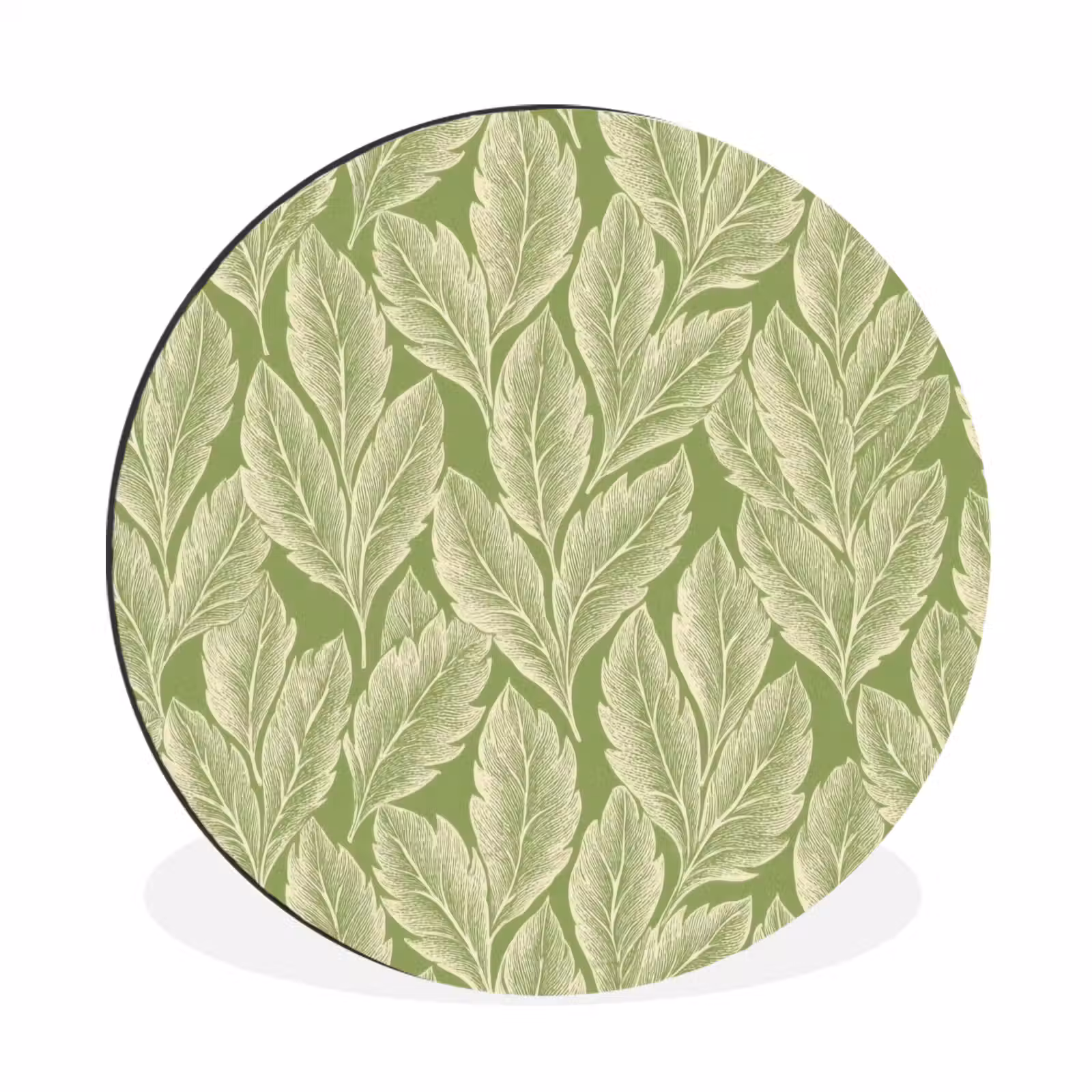 Muurcirkel aluminium - Groen - Botanisch - Bladeren - Vintage - Patroon — 1