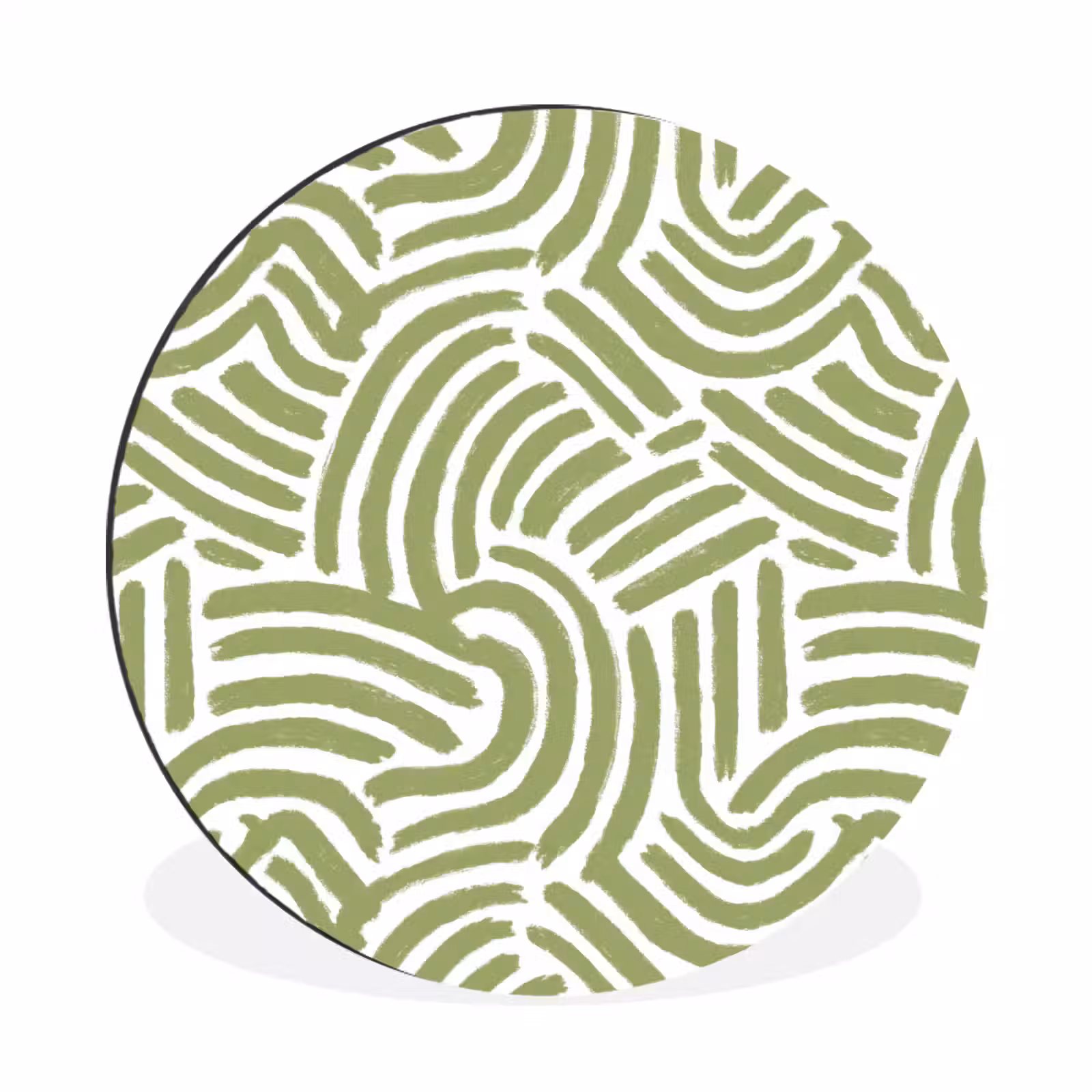 Muurcirkel aluminium - Saliegroen - Abstract - Bogen - Handgetekend - Patroon — 1