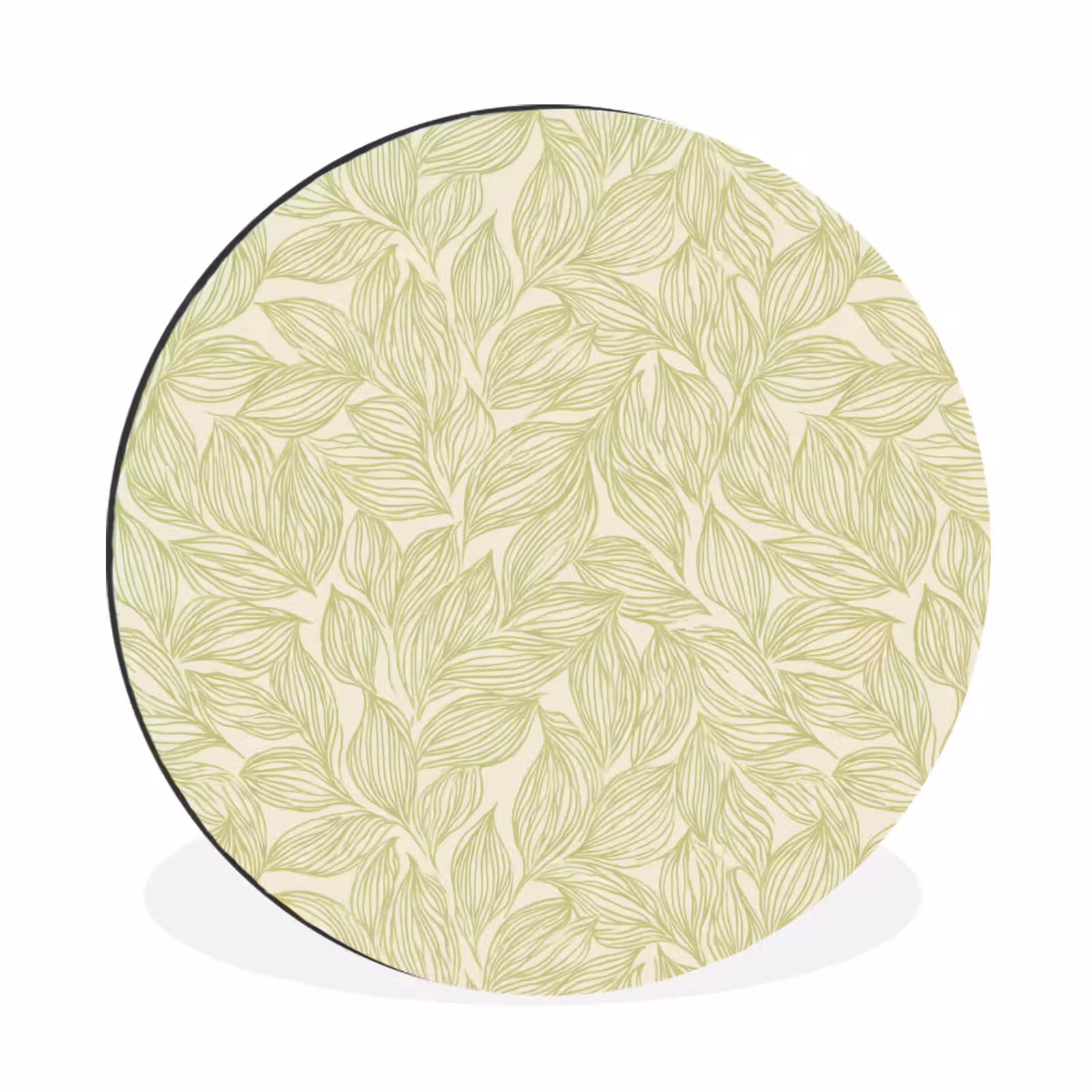 Muurcirkel aluminium - Saliegroen - Botanisch - Bladeren - Handgetekend - Patroon — 1