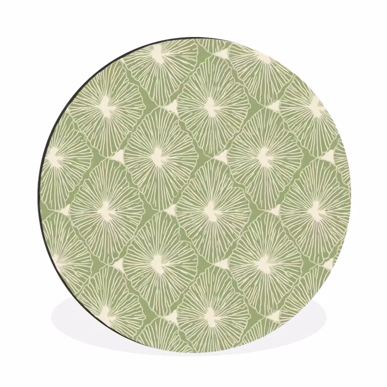 Muurcirkel aluminium - Saliegroen - Botanisch - Ruiten - Organisch - Patroon — 1