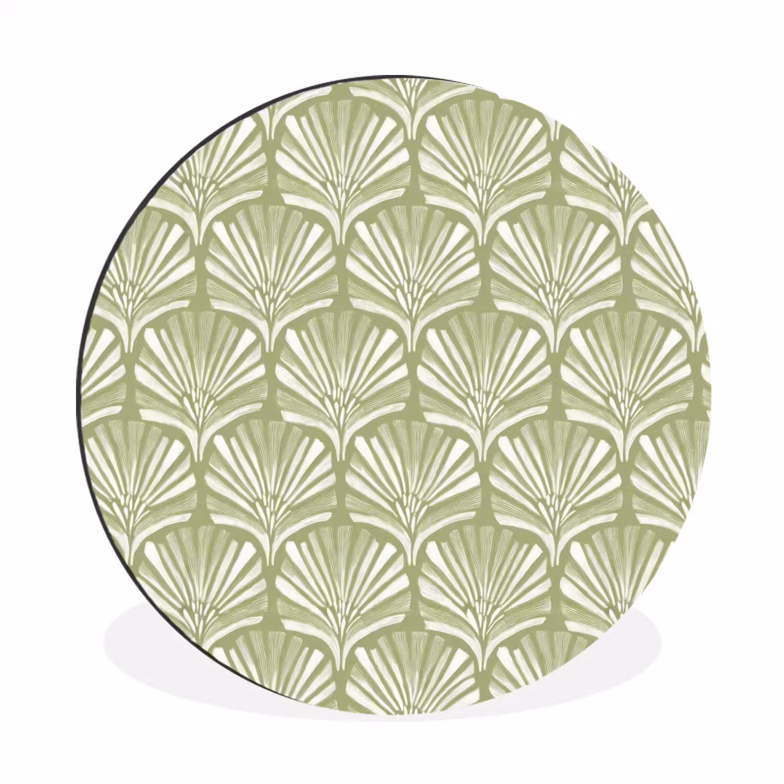 Muurcirkel aluminium - Saliegroen - Ginkgo Biloba - Waaier - Patroon — 1
