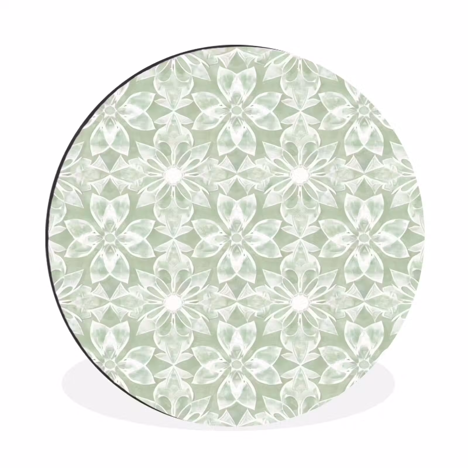 Muurcirkel aluminium - Saliegroen - Symmetrisch - Mandala - Ornament - Patroon — 1