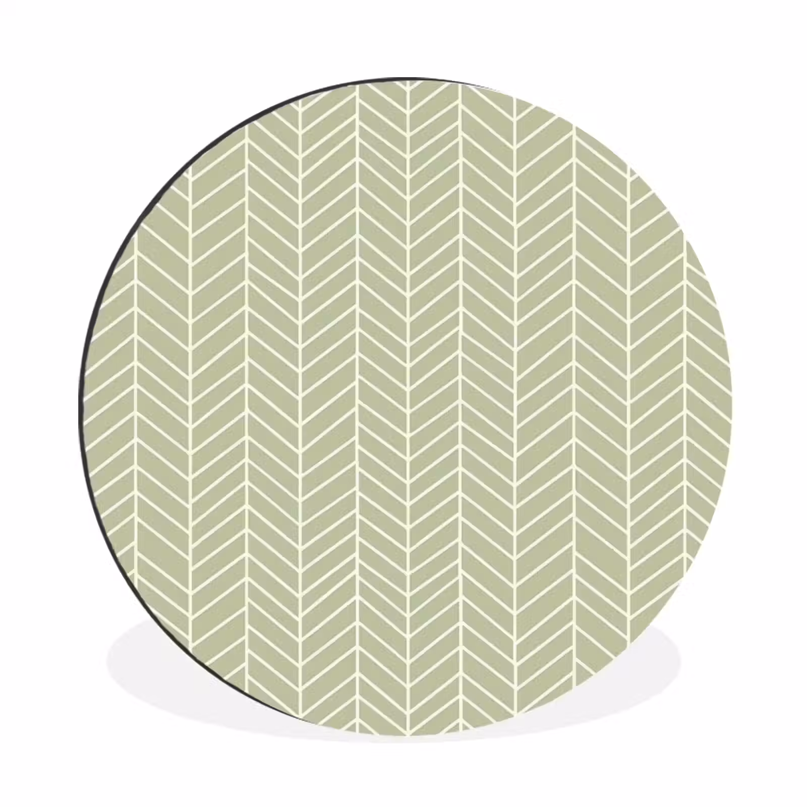 Muurcirkel aluminium - Saliegroen - Visgraat - Geometrisch - Patroon — 1