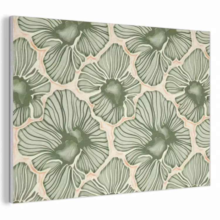 Akoestisch schilderij - Groen - Botanisch - Bloemen - Organisch - Patroon — 1