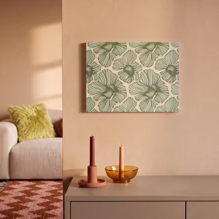 Akoestisch schilderij - Groen - Botanisch - Bloemen - Organisch - Patroon — 2