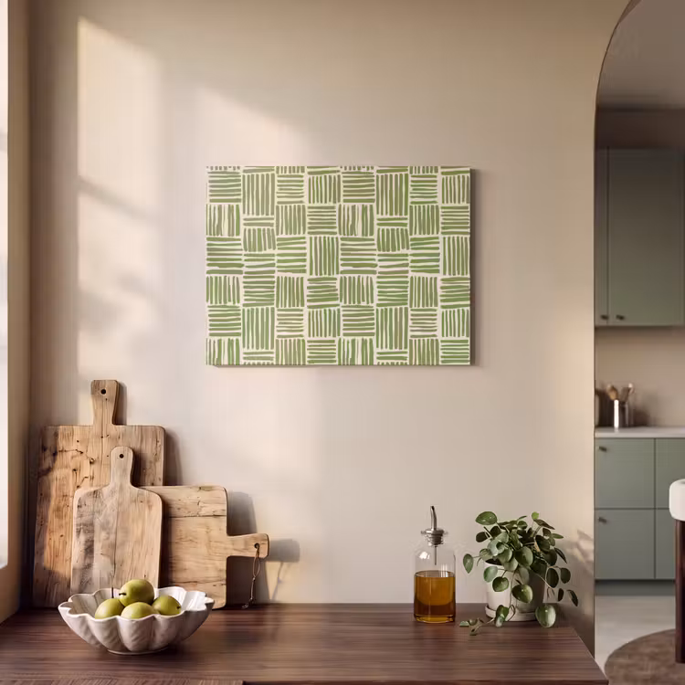 Akoestisch schilderij - Saliegroen - Blokken - Handgetekend - Patroon — 3