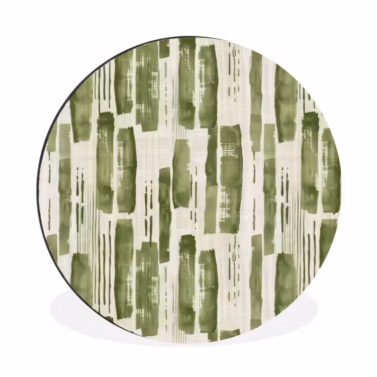Muurcirkel aluminium - Groen - Abstract - Penseelstreken - Linnen - Patroon — 1