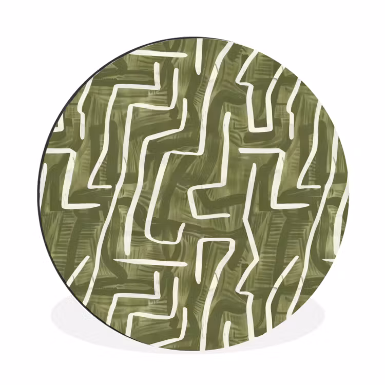 Muurcirkel aluminium - Groen - Abstract - Penseelstreken - Patroon — 1