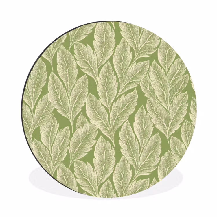Muurcirkel aluminium - Groen - Botanisch - Bladeren - Vintage - Patroon — 1