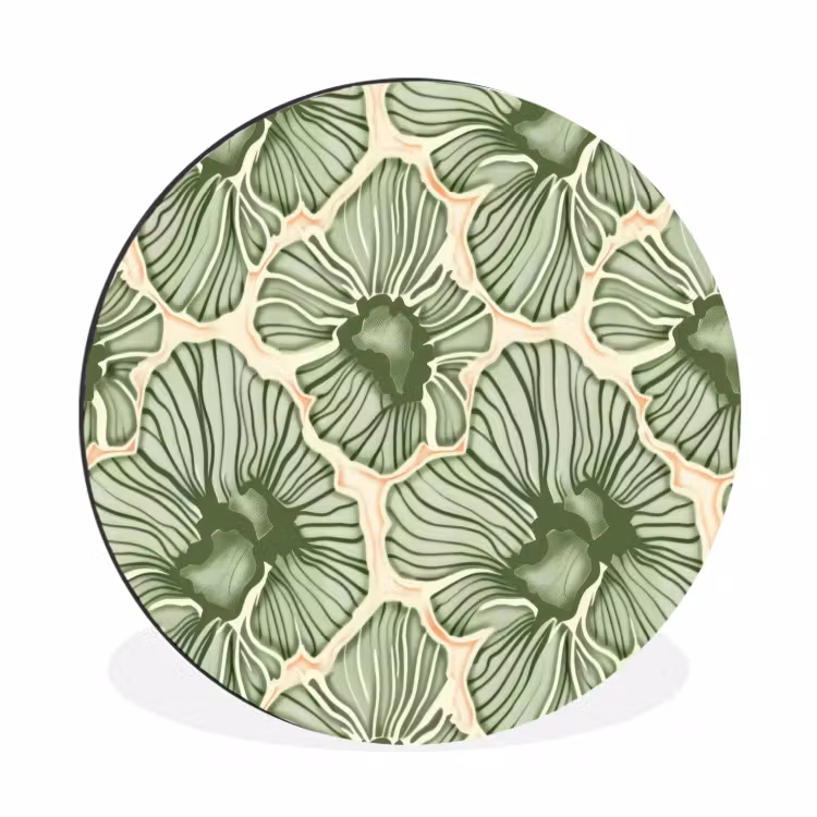 Muurcirkel aluminium - Groen - Botanisch - Bloemen - Organisch - Patroon — 1