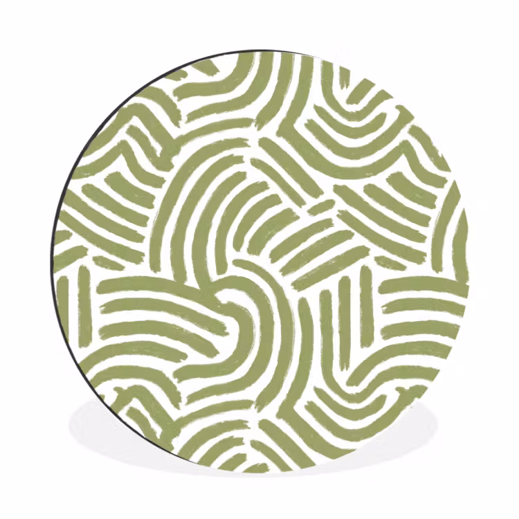 Muurcirkel aluminium - Saliegroen - Abstract - Bogen - Handgetekend - Patroon — 1