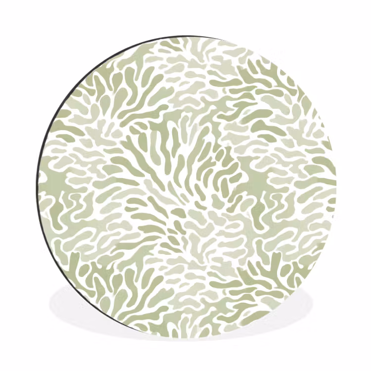 Muurcirkel aluminium - Saliegroen - Abstract - Organisch - Koraal - Patroon — 1