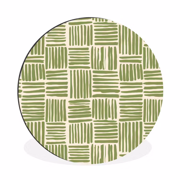 Muurcirkel aluminium - Saliegroen - Blokken - Handgetekend - Patroon — 1