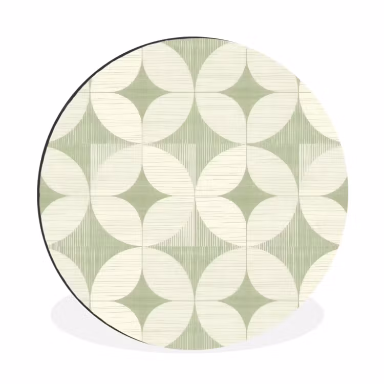 Muurcirkel aluminium - Saliegroen - Geometrisch - Retro - Mid-Century - Patroon — 1