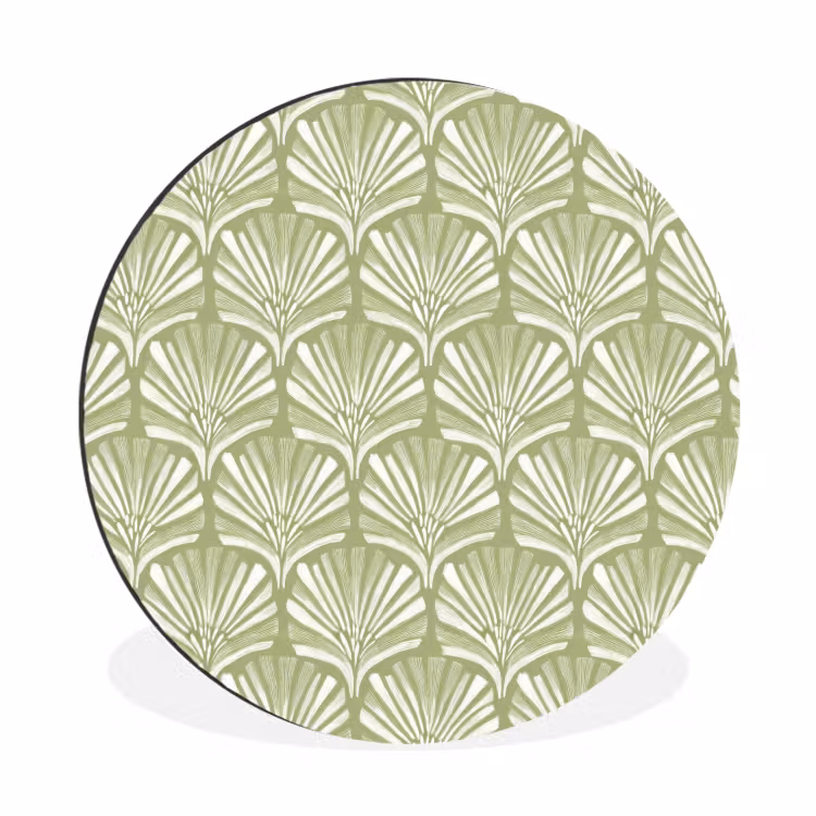 Muurcirkel aluminium - Saliegroen - Ginkgo Biloba - Waaier - Patroon — 1