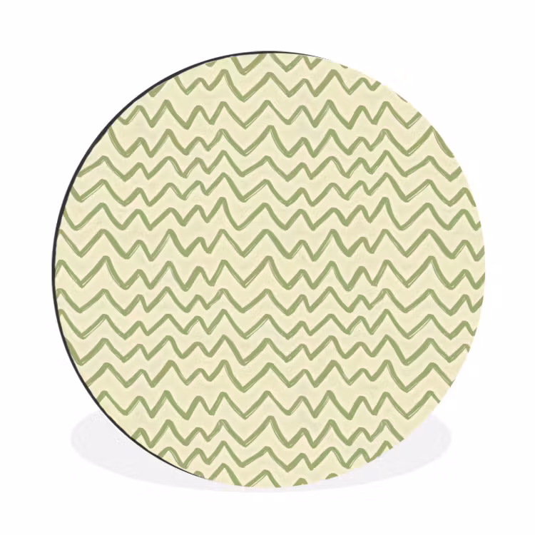 Muurcirkel aluminium - Saliegroen - Zigzag - Handgetekend - Patroon — 1