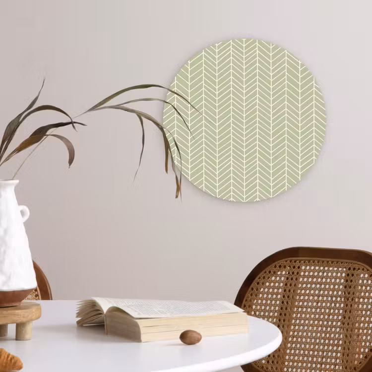 Muurcirkel glas - Saliegroen - Visgraat - Geometrisch - Patroon — 4