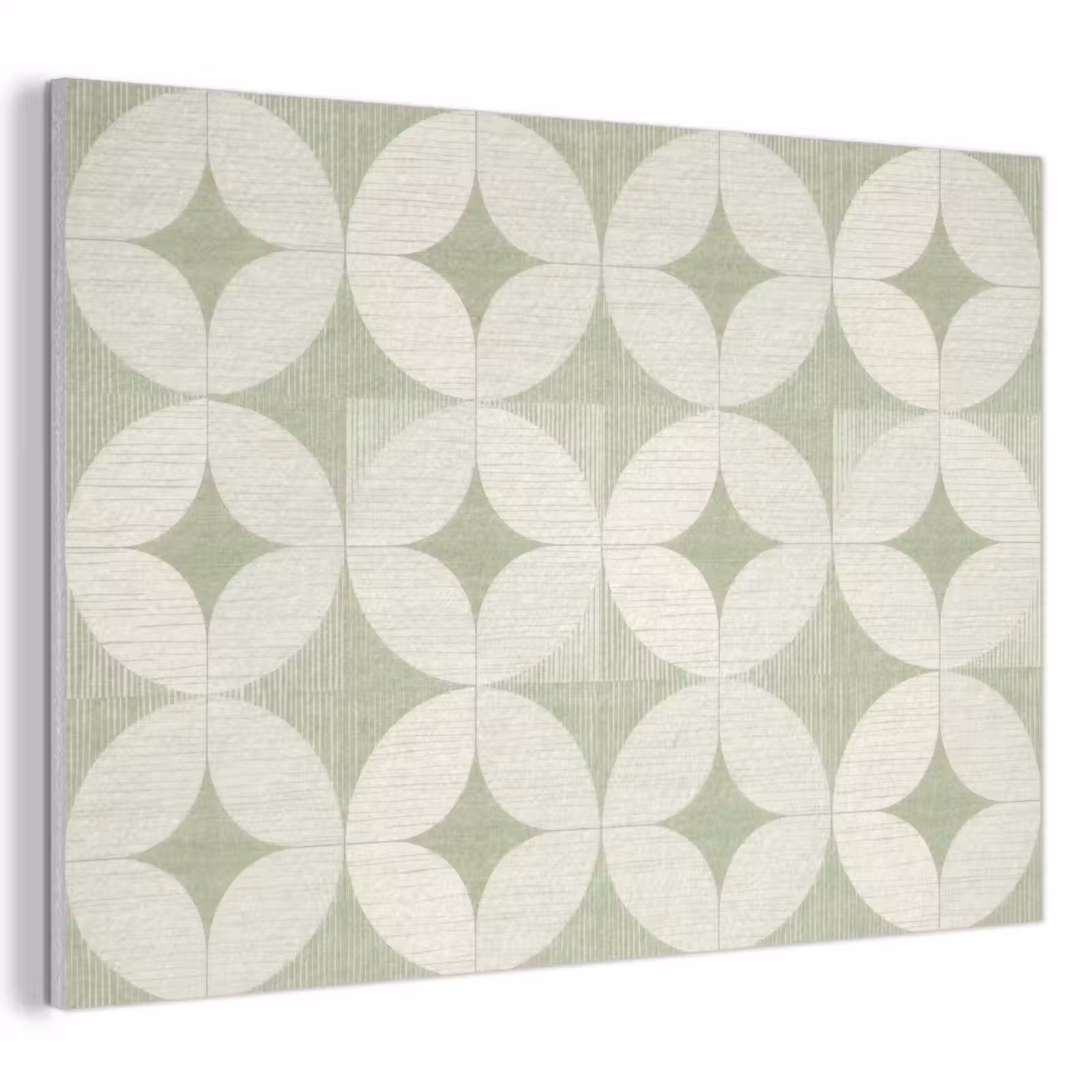 Akoestisch schilderij - Saliegroen - Geometrisch - Retro - Mid-Century - Patroon — 1