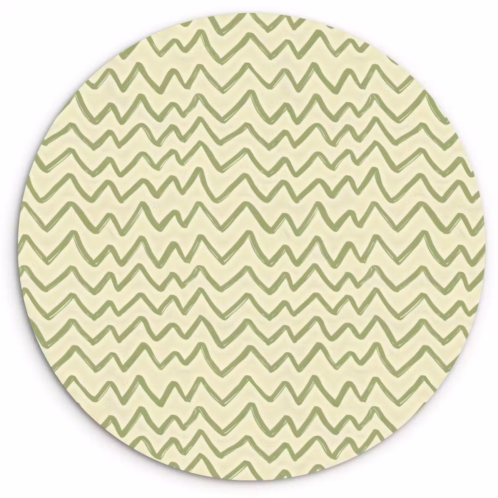Muurcirkel glas - Saliegroen - Zigzag - Handgetekend - Patroon — 1