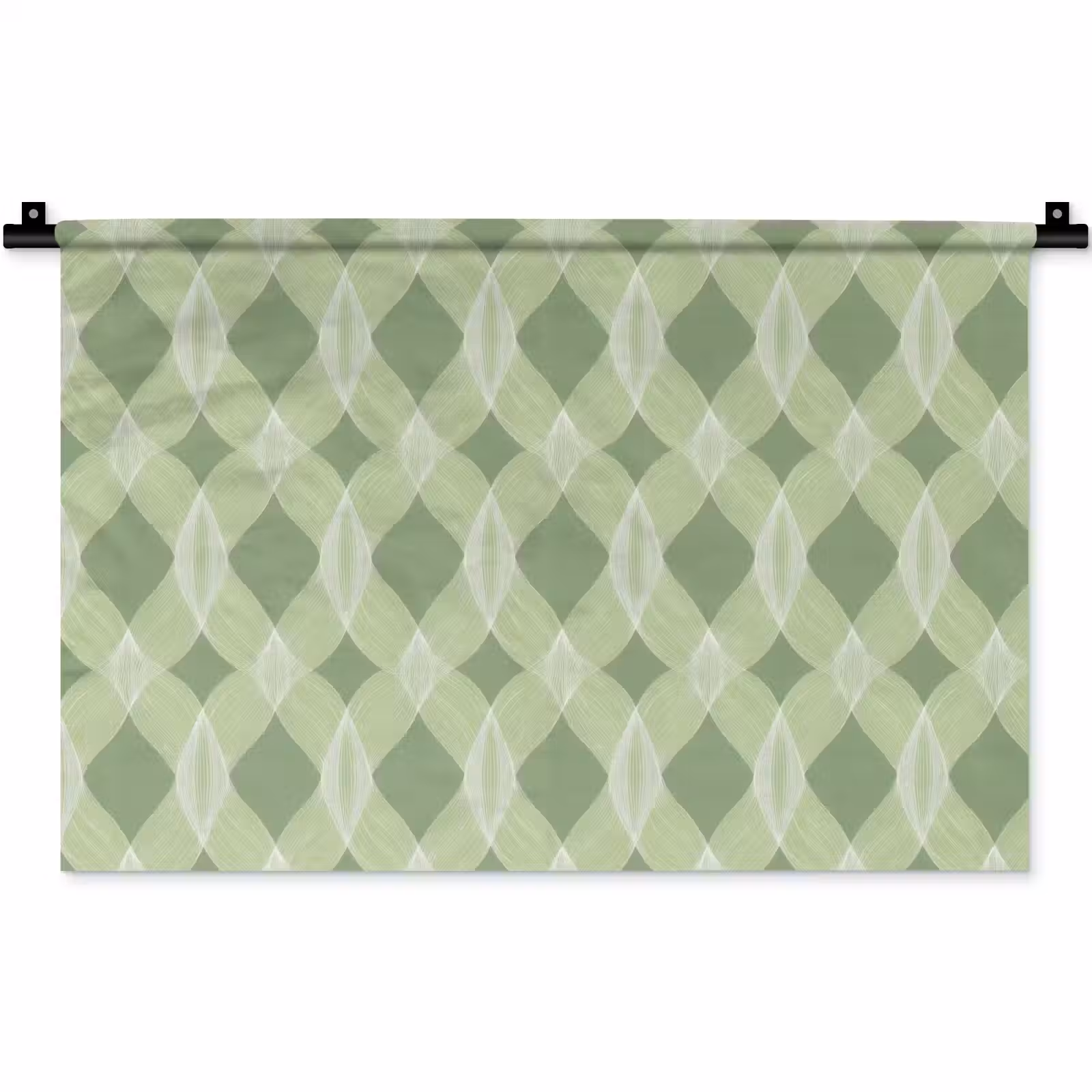 Wandkleed - Saliegroen - Geometrisch - Organisch - Traliewerk - Patroon — 1