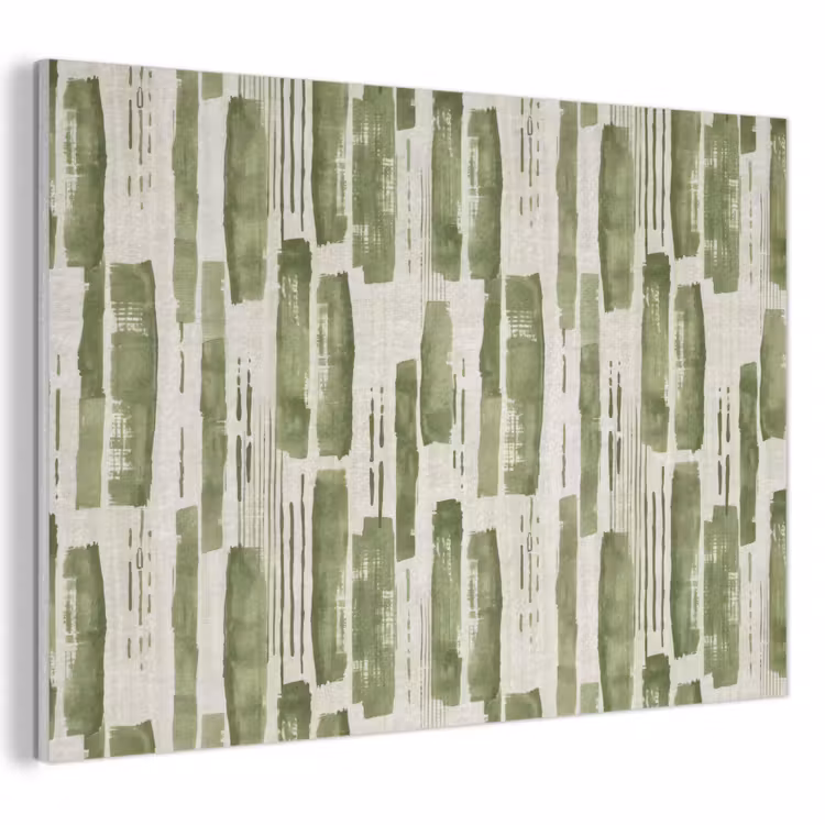 Akoestisch schilderij - Groen - Abstract - Penseelstreken - Linnen - Patroon — 1