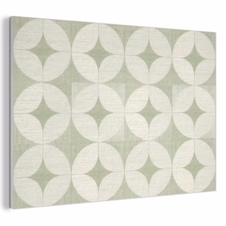 Akoestisch schilderij - Saliegroen - Geometrisch - Retro - Mid-Century - Patroon — 1
