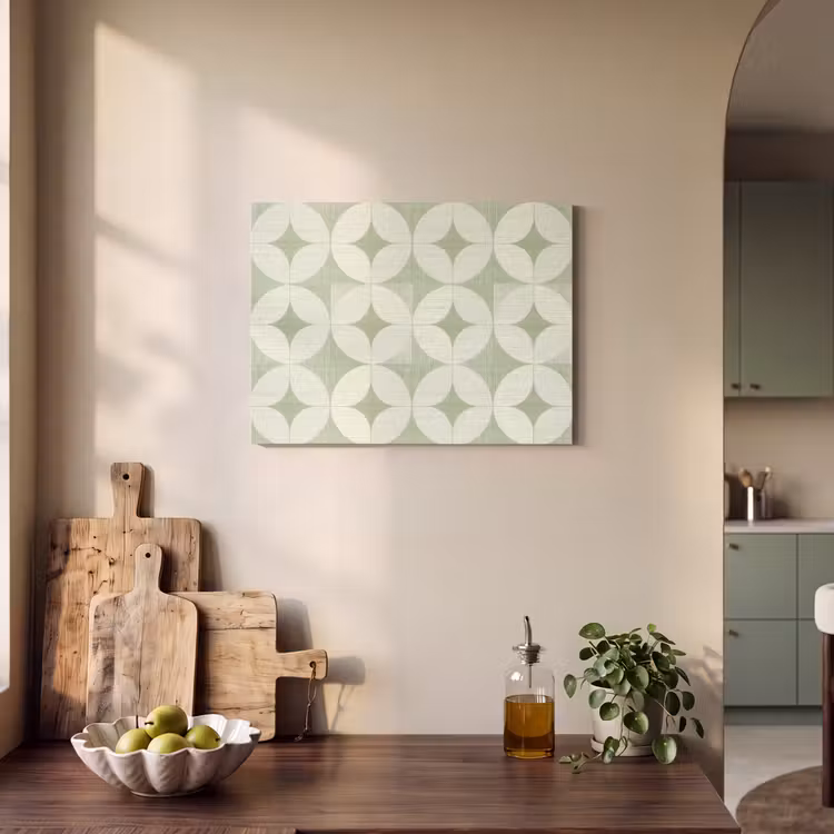 Akoestisch schilderij - Saliegroen - Geometrisch - Retro - Mid-Century - Patroon — 3