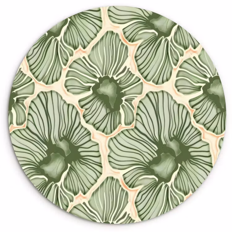 Muurcirkel glas - Groen - Botanisch - Bloemen - Organisch - Patroon — 1