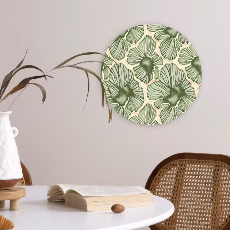 Muurcirkel glas - Groen - Botanisch - Bloemen - Organisch - Patroon — 4