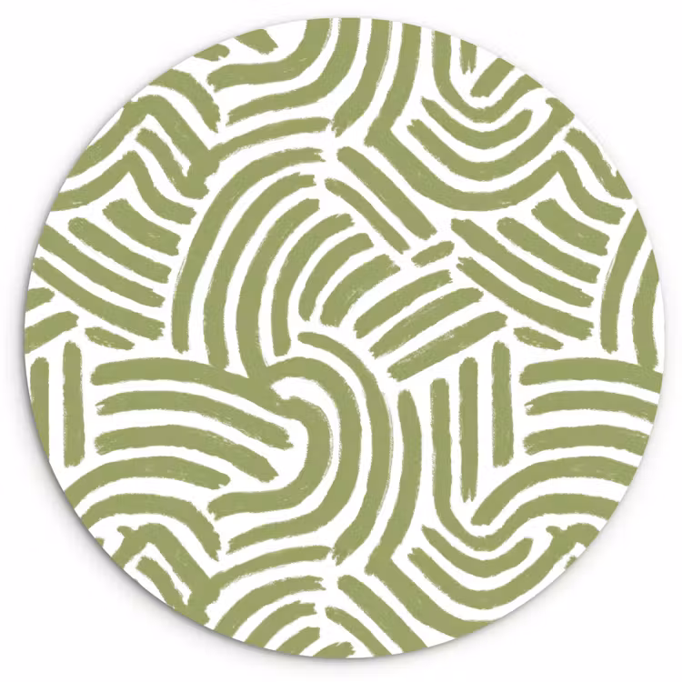 Muurcirkel glas - Saliegroen - Abstract - Bogen - Handgetekend - Patroon — 1