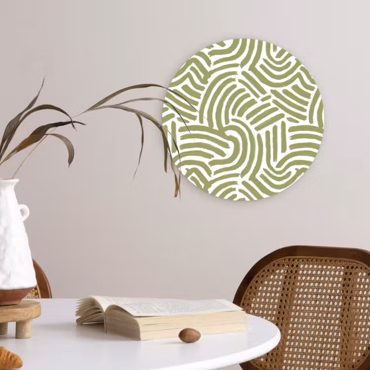 Muurcirkel glas - Saliegroen - Abstract - Bogen - Handgetekend - Patroon — 4