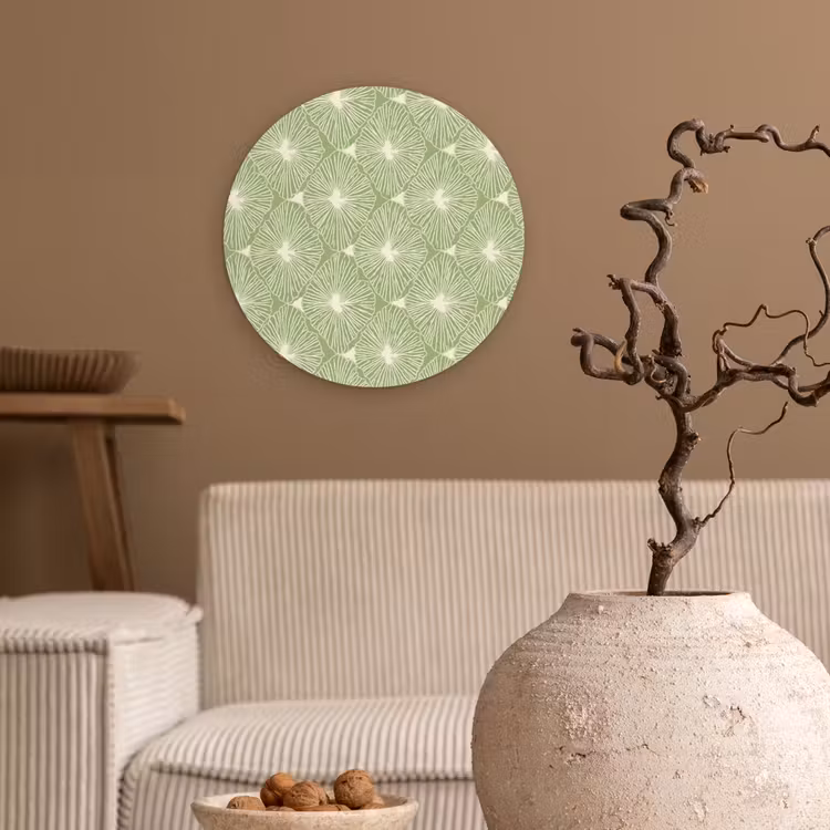 Muurcirkel glas - Saliegroen - Botanisch - Ruiten - Organisch - Patroon — 2