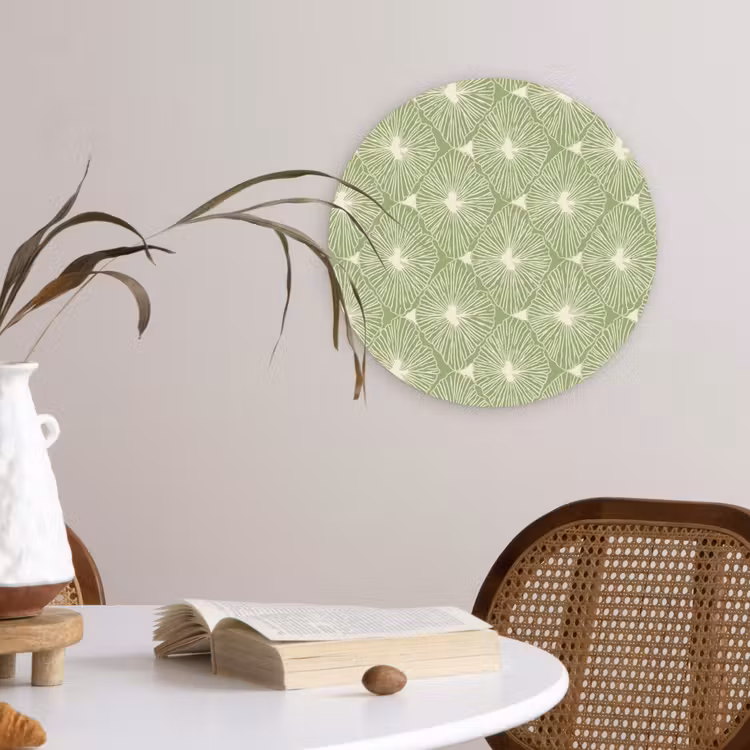 Muurcirkel glas - Saliegroen - Botanisch - Ruiten - Organisch - Patroon — 4