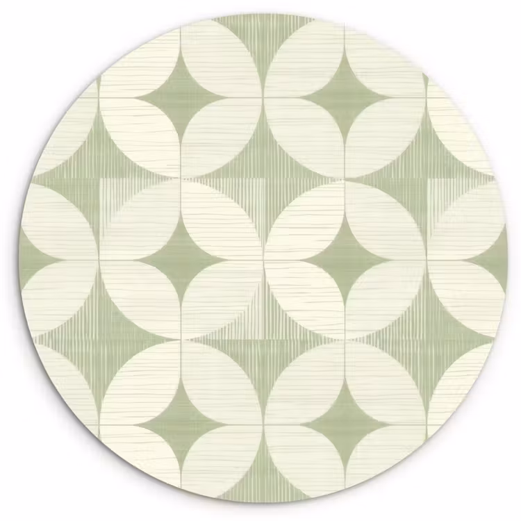 Muurcirkel glas - Saliegroen - Geometrisch - Retro - Mid-Century - Patroon — 1