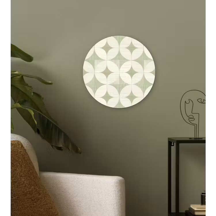 Muurcirkel glas - Saliegroen - Geometrisch - Retro - Mid-Century - Patroon — 3