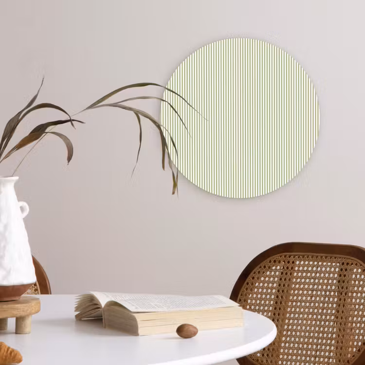 Muurcirkel glas - Saliegroen - Strepen - Minimalistisch - Patroon — 4